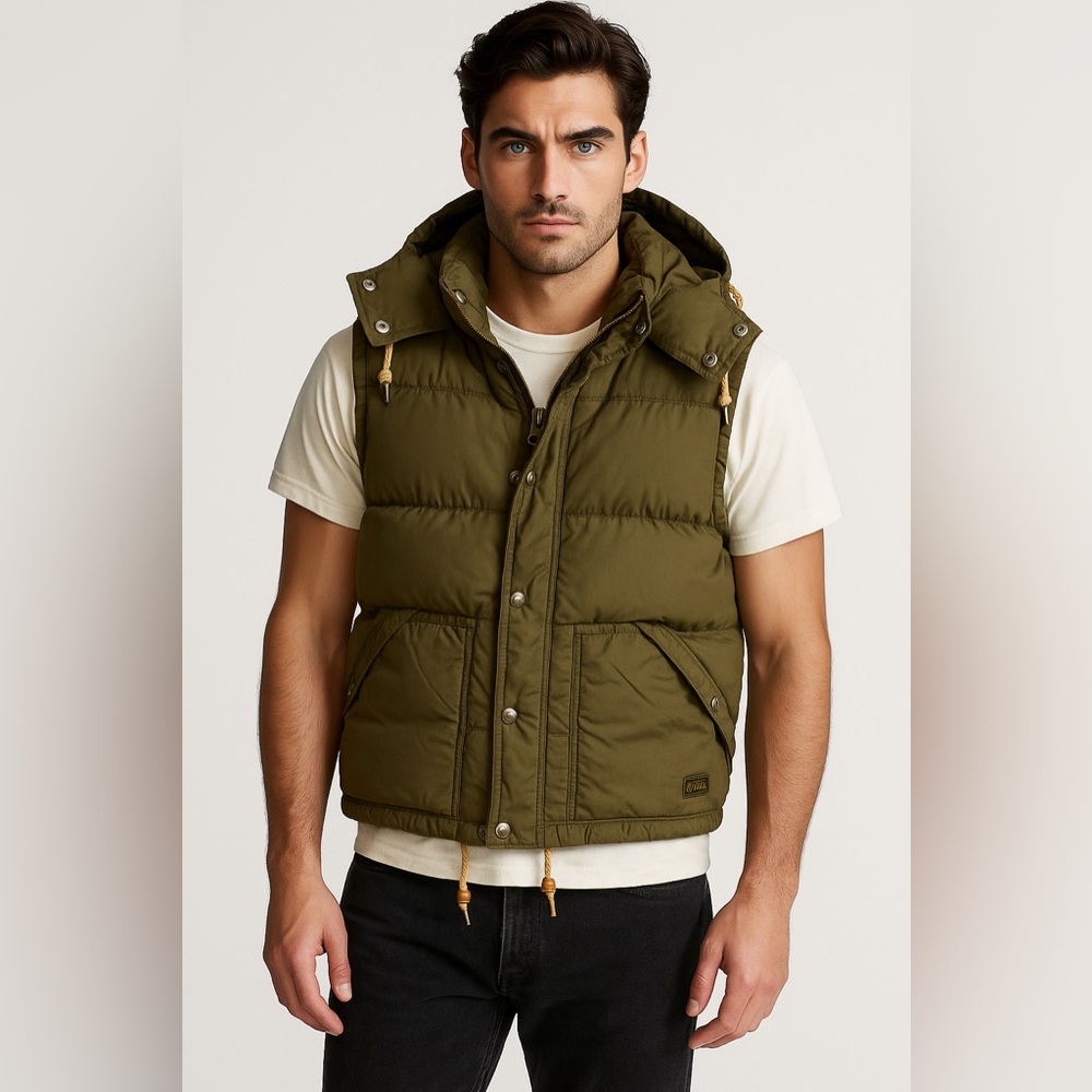 Vintage Ralph Lauren Unisex Jacket Puffer Vest Army Green Size Small